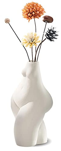 Kingbar Vase Corps Femme, céramique Corps en Forme de Sculpture, Vase Abstrait Moderne pour Fleurs séchées Bouquet, Decorative Vase for Home Office Desktop, Blanc