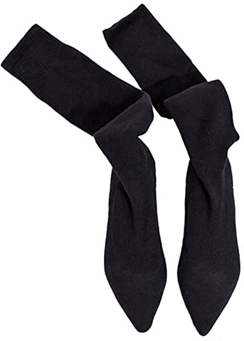 COVOYYAR Femmes Tricoté au-dessus du Genou Hautes Stretch Long Sock Boots Bout Pointu Plat Hiver Femme Chaussures, noir, 37.5 EU