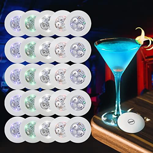 Shalwinn LED Coaster Mat, 25 Light Up Coasters for Drinks, Liquor Bottle, Bar Coasters