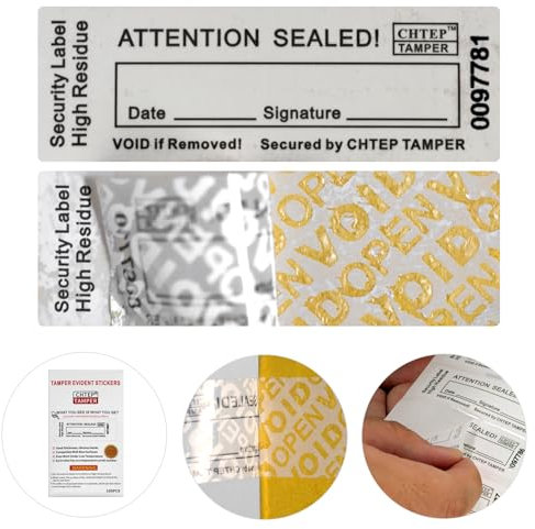 Chtep Tamper Manipulationssichere Aufkleber, 100 % hohe Rückstände, Evident Security Warranty Seal, Void Aufkleber, Sicherheitsetiketten, (Seriennummer 2 x 6,1 cm, Weiß, 100 Stück)