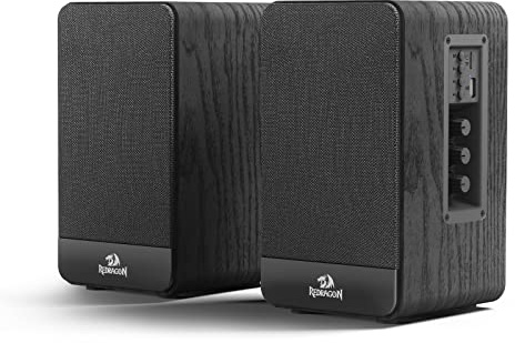 Redragon GS813 Enceintes sans fil Bluetooth PC, haut-parleur bibliothèque 2.0 canaux, connexion auxiliaire Bluetooth 5.0/3.5mm, contrôle amélioré des basses/aigus et carte TF/clé USB prise en charge