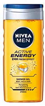 Nivea Gel de ducha de 250 ml para hombre Active Energy (pack de 3)