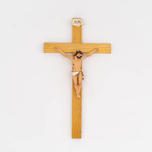 Holy Family Wandkreuz aus Holz mit Christus – in drei Größen erhältlich – Wandkreuz (25 cm)