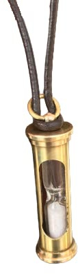 ArtisanGallery Hourglass Sandtimer Pendant Nautical Necklace - Vintage Inspired Sand Timer Hour Glass - with Leather Lacing Rope Brass Finish
