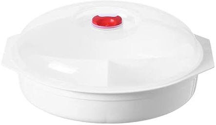 MVSR 1 Stück Mikrowellengeschirr mit deckel Mikrowellenteller, BPA-frei, Geschirrspüler, Gefrierschrank Safe, 1L, Weiß/Klar