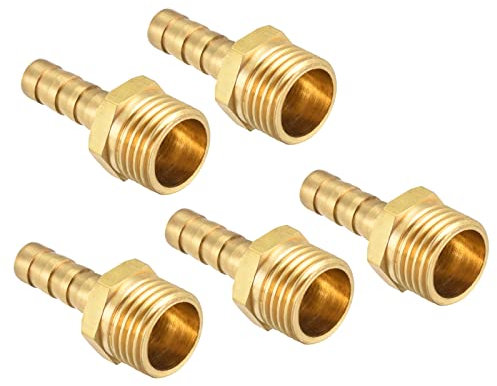 QUARKZMAN Raccord Cannelé G1/4 Filet Mâle 6mm x 5PCS - Laiton Droit Pour Tuyau Air, Eau, Carburant, Pneumatique - Or