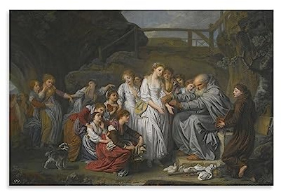 The Hermit, Or The Distributor Of Rosaries by Jean Baptiste Greuze Art Print Poster Poster Cool Artworks Painting Wall Art Canvas Prints Hanging Picture Home Decor Posters Gift Idea 20x30inch(50x75cm)