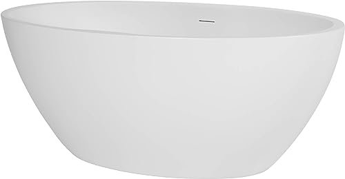Saqu freistehende Badewanne - 170x78x60 cm - Matt Weiß - Standbadewanne Acryl - Spa, für 2 Personen