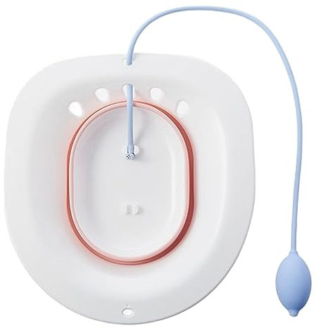 rongweiwang Portable Folding Bidet Convenient Hip Basin for Sitz Bath Fits on Toilet Soothes Perinea, Pink+Flusher