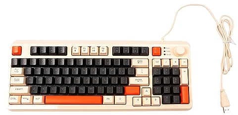 ciciglow Clavier de Jeu Filaire, 94 Touches Rétroéclairées par LED, Pieds Pliables, Touches Multimédia, Clavier de Bureau Filaire pour Ordinateur de Bureau et Ordinateur Portable (Version