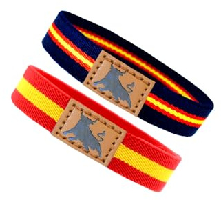 Only faith Bracciale Bandiera Spagna Bracciale in vera pelle Uomo Acciaio inossidabile Regolabile Bandiera Paracord Giallo e Rosso Nero Regalo per Uomo