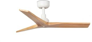 Deckenventilator Klim S, Stahl, weiß, matt, Eichenholz, H: 23,6 cm, Ø 92,5 cm