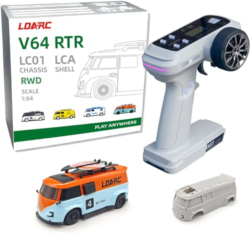 captainrc LDARC Mini Ferngesteuertes Auto RTR Im Maßstab 1:64 Ideal Für Rennsport-Enthusiasten, Maßstabsgetreues RC 2.4ghz Mit RGB-Beleuchtung, Austauschbarer DIY-Karosserie , Orange
