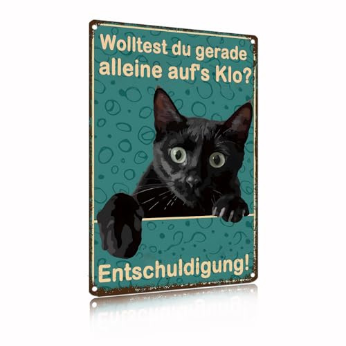 “Wolltest du gerade alleine auf's Klo? Schwarze Katze Badezimmer Schild Metall Zinn Schild Bar Toilette Kunst Dekoration Badezimmer Wanddekoration 20x30cm（2421）