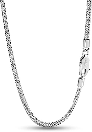 Dankadi Tunt kubanskt Chopin-halsband bredd 2 mm i 925 sterlingsilver, kubansk kedja finstickad rock punk stil hip pop orm smyckespresent fest födelsedag för herr dam, 18, Sterlingsilver