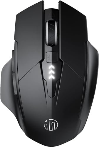 Inphic Ratón Bluetooth - Tri-Mode (BT 5.0/4.0+2.4G) inalámbrico, silencioso, recargable, 1600DPI ergonómico multidispositivo para laptop, PC, Mac, juegos (negro-A1)