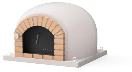 MOVELAR - Horno de Leña Exterior de Obra STROMBOLI (Blanco - 80 x 80 x 72 cm) - Horno compacto de obra para jardín, cocción con leña, aislado con corcho y 3 mantas cerámicas - REF: 7017
