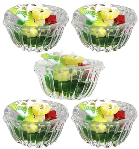 5 Stück Mini Gartensalat Spielzeug, Miniatur Salatschüssel Deko, Puppenhaus Zubehör Miniatur Lebensmittel Set, Mini Küche Kleine Puppenzubehör Spielgeschirr