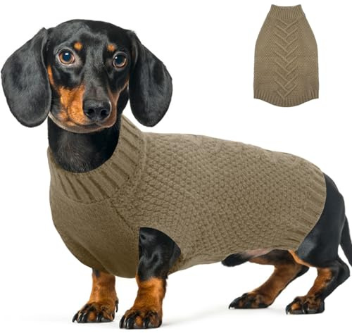 Katzinst Hundepullover Mittelgroße Hunde, Schöner Hundepullover Französische Bulldogge, Hundemantel Strick Winter für Hunderassen, Die Leicht Frieren, Khaki, L