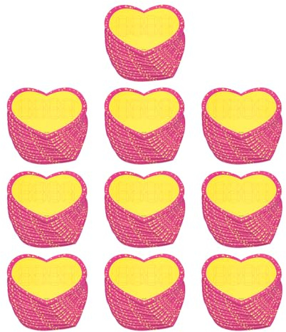 QUARKZMAN Herzformige Preisschilder mit Sternenmuster, 100 Stuck, 3,5 x 2,8 Zoll, rosa Rand, gelbe Farbe fur Einzelhandelspreise