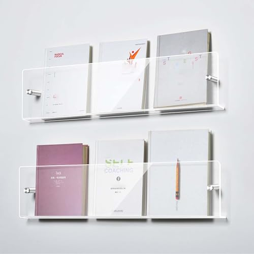 Zeitschriftenhalter, Transparente Zeitschriftenständer aus Acryl, 2 Stück, an der Wand montierter Zeitschriftenhalterständer for das Wohnzimmerbüro, hängender Wandprospektständer mit Beschlägen(100cm(