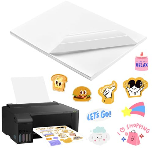 50 Stück A4 Selbstklebende Folie Transparent Aufkleber, Sticker Papier Klebeetiketten Rub on Folie zum Bedrucken, Bedruckbare Klebefolie, für Tintenstrahldrucker, Laserdrucker