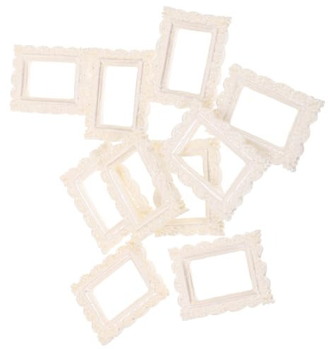 Yardenfun Bastelbedarf – 10 Stück Mini-fotorahmen-ornamente Weiße Dekorative Rahmen Für Miniatur-
