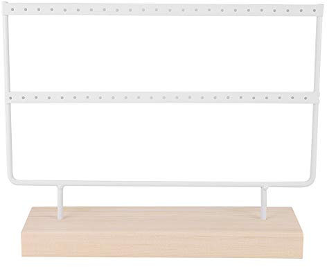 Beufee Ohrringhalter, Ohrsteckerhalter, Schmuck-Organizer, 46 Löcher, Ohrring-Display-Halter, Schmuckaufbewahrung, Organizer, Holzständer, Baum (white)