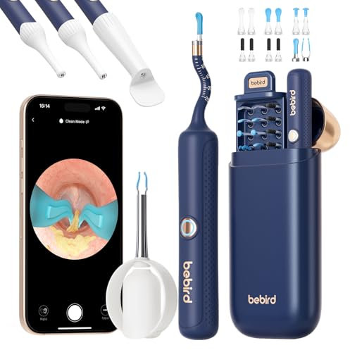 Bebird Otoscopio Digitale, 1920P HD Flessibile Pulisci Orecchie con Telecamera, Kit Rimozione Cerumeper Orecchie/Naso/Gola, Pulizia Orecchie con Pinzette, Punte Sostituibili per Adulti e Bambini