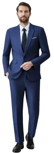 Autsel Anzug Herren Anzüge 2 Teilig Slim Fit Business Herrenanzug Hochzeit 2-Teilig Sakko Anzughose Marineblau XL