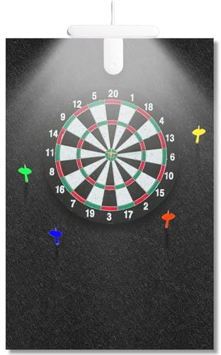 Retisee Dartscheibe Wandschutz mit Dartscheibe Licht LED Beleuchtungssystem Dartscheibe Rückseite Filz Wandfliesen Kork Dartscheibe Backer Korktafel Alternative