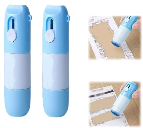 Genérico Corrector de Papel Etiqueta, Corrector Liquido, Borrador de Etiqueta o Termico, Fluido de Correccion de Papel Termico con Cutter o Cuchilla, Borrador de Etiqueta de Paquete (2 ud)