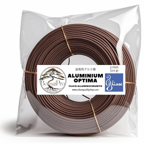 ULISSE® BonsaiPro Aluminium Optima - Filo per Bonsai Brunito - Modellabile e Resistente - Vari Diametri - 500g - per Modellare e Correggere la Forma dei Rami - Attrezzi Bonsai Professionali (3 mm)
