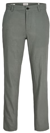 JACK & JONES Jpstace Summer Linen Blend Chino Pant SN Pantaloni, Agave Green, 32W x 30L Uomo