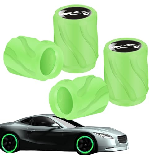 Leuchtende Reifenventilschaftkappen, im Dunkeln leuchtende Reifenventilkappen, Auto-Rad-Luftventilkappe - 4 Stück Ventilschaftkappen, Leuchtend, Automobil-, Ventilschaftkappen für Auto//C