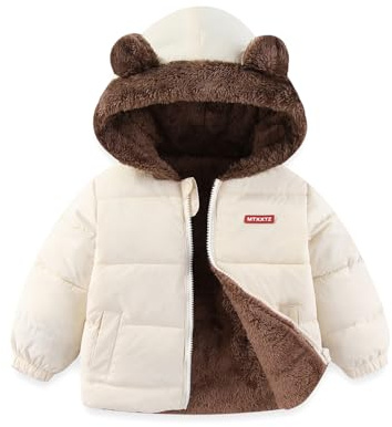 Abrigo de forro polar de invierno para bebé, chaqueta para niños y niñas, ropa exterior acolchada, Blanco, 1-2 Jahre