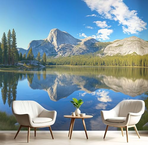 Fotomurales Decorativos Pared Naturaleza Montañas,250×175cm Azul Papel Pintado Tejido No Tejido, Lago Azul Fotomural XL 3D Mural Paredes Papel Tapiz Decoración Salón Dormitorio