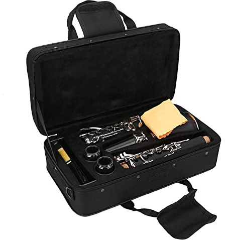 Cocoarm 17 Schlüssel Absteigend B Ton, Bakelit Klarinette Holzblasinstrument Blechblasinstrument Rohrblattinstrument mit Rohrblätter Reinigungstuch für Klassische Jazz & Marschkapellen