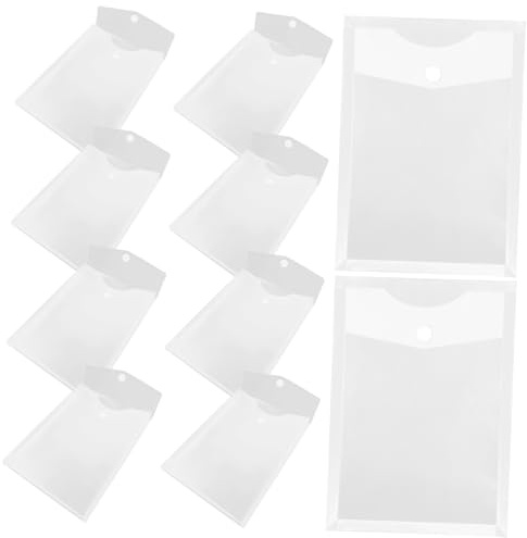 LIGHTAOTAO 10 pièces Lot de Pochettes Transparentes Format avec Fermeture Scratch Sacs de Rangement et Résistants pour Documents Factures Dossiers Scolaires et Bureau