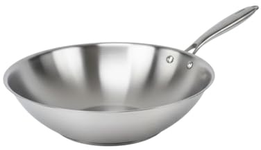 Fackelmann Vita3 Wok Inoxidable 28 cm, Acero Inoxidable Triply con Triple Fondo Difusor, Sin Antiadherente, Sin PFA, Apta para Inducción, Gas, Vitro y Horno, Sellado Perfecto, Lavavajillas