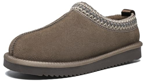 Meik Mangni Pantofole Donna Uomo Inverno Scarponi da Neve in Pelle Unisex-Adulto Caldi Ciabatte da Casa Antiscivolo,Mocca,41 EU