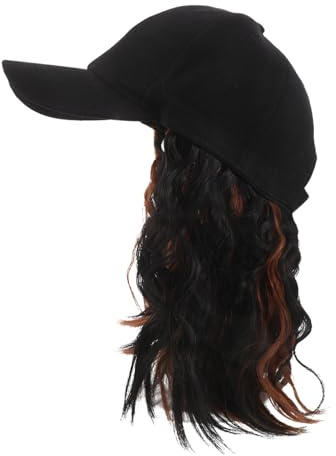 HAMPPLIES Wig Cap Short Curly for Women Baseball Cap Hair Attached Hat Wig Synthetic Wear Outdoor Activities