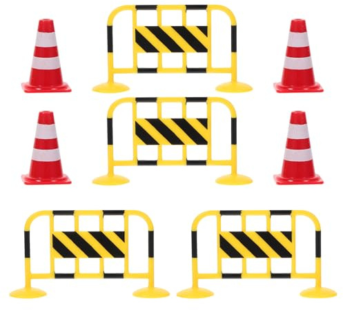 FELTECHELECTR 8pcs Miniature Traffic Cone and Fence for School Teaching Aids Realistic Roadblocks with Bright Colors Lightweight and Educational Playthings for Traffic Safety Learning