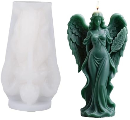 Moldes P[ara Velas Molde de silicona for velas con alas 3D de diosa, aromaterapia, jabón, yeso, decoración del hogar, adornos, molde reutilizable.(Color-01)