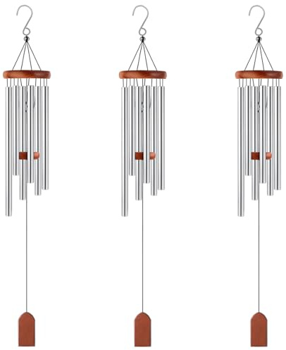 MIVIDE 3 Stück Windspiele für Draußen Hängend, 75 cm Metall Windspiel Anhänger, Rotbrau Wind Chimes, Klangspiel Windspiel Rohr für Draußen Heimdekoration Garten Terrasse Geschenke