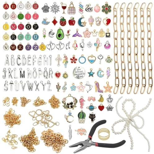 MospdyGear Kreativ-Set mit 320 Teilen für Schmuck & Anhänger, Enthält diverse Bastel-Charms, Anhänger & Perlen, Ideal für selbstgemachte Geschenke und Accessoires