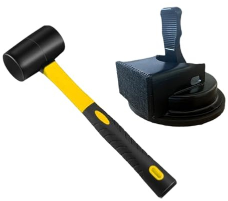 URPIZY Set di ventose in vetro con martello in gomma per riparazione di fughe in laminato, riparazione del pavimento e posa del vetro, compatto, leggero e forte aderenza