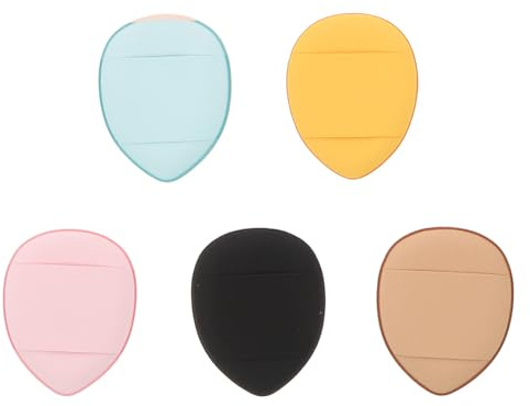 POPETPOP Set 5 Pezzi Puff Cuscino per Mini Finger Size in Poliuretano Idrofilo per Uso Bagnato e Secco per Polvere in Makeup Quotidiano Colore Casuale