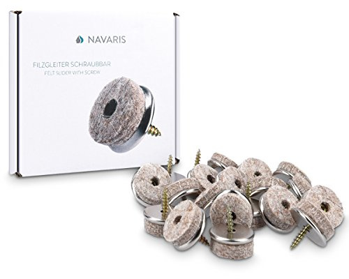 20 x Navaris filtglidare med skruvstolsskydd – golvskydd 20 mm – skydd för möbelstolar, parkettlaminat – filt och metall – rund