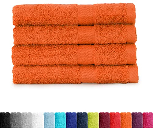 BaSaTex Handtuch Set für Haushalt & Gäste 4er Pack Handtücher Waschtücher | Frottee-Handtücher mit Aufhängeschlaufe, Terra, Baumwolle, Frottee, Öko-Tex, Made in Green, Aufhängeschlaufe